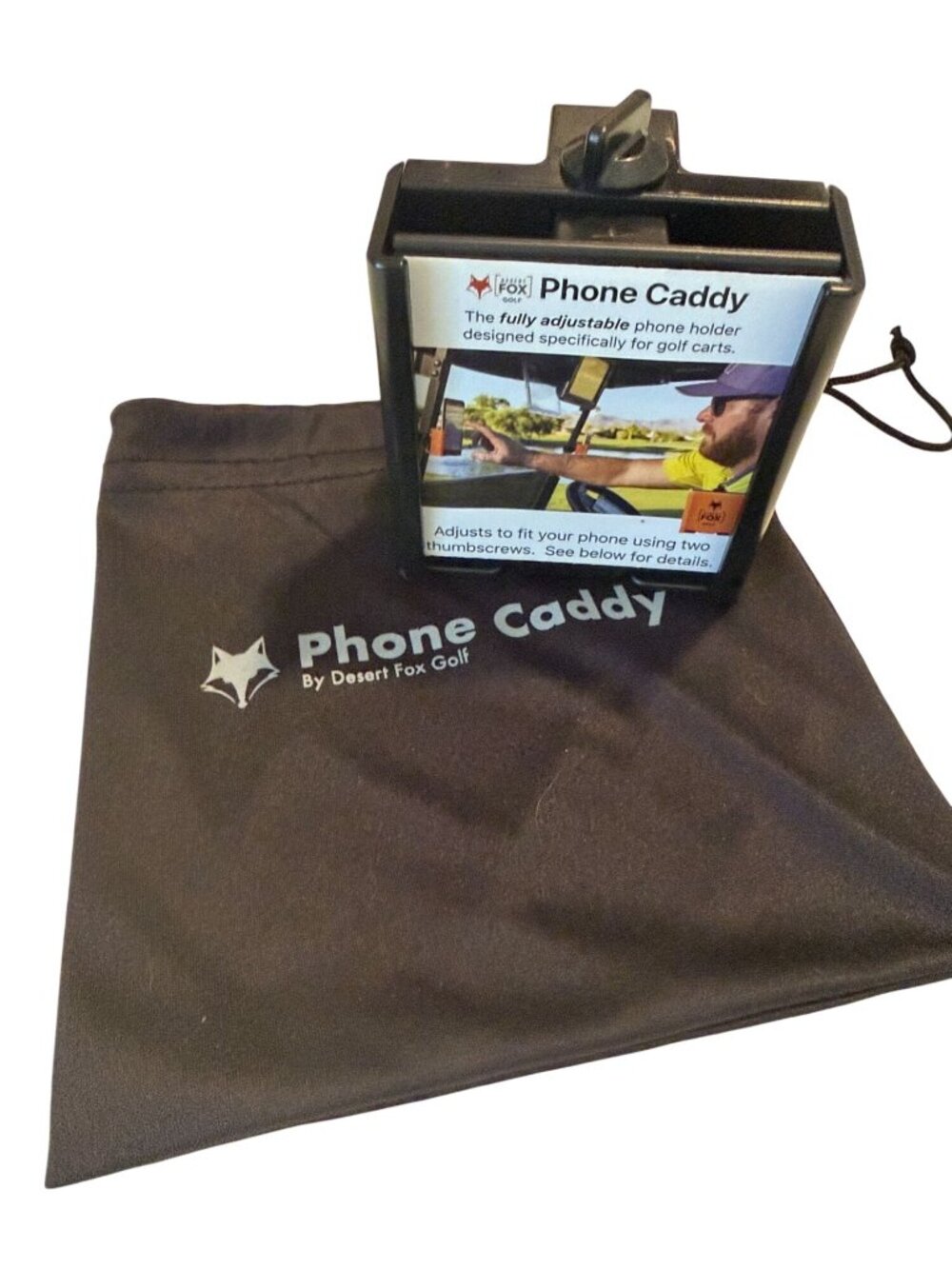 Desert Fox Golf Phone Caddy Black with Bag Smart Phone Holder New